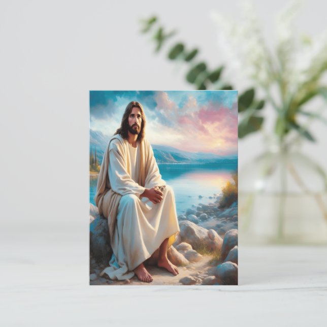 Postal Jesús Divino Paz Junto A Las Aguas Del Sol (Anverso de pie)