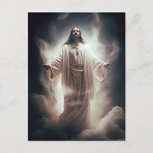 Postal Jesús en el arte generado por el Cosmos AI (Anverso)