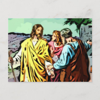 Postal Jesús en el camino a Emaus