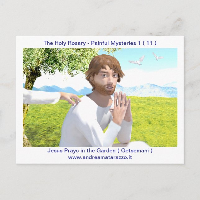 Postal Jesús en el jardín ( Getsemani ) (Anverso)