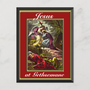 Postal Jesús en Gethsemane Marco Rojo Y Oro
