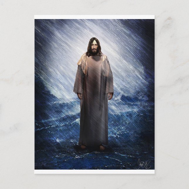 Postal Jesús en la tormenta (Anverso)