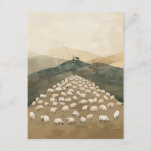 Postal Jesús encuentra la oveja perdida Ilustración