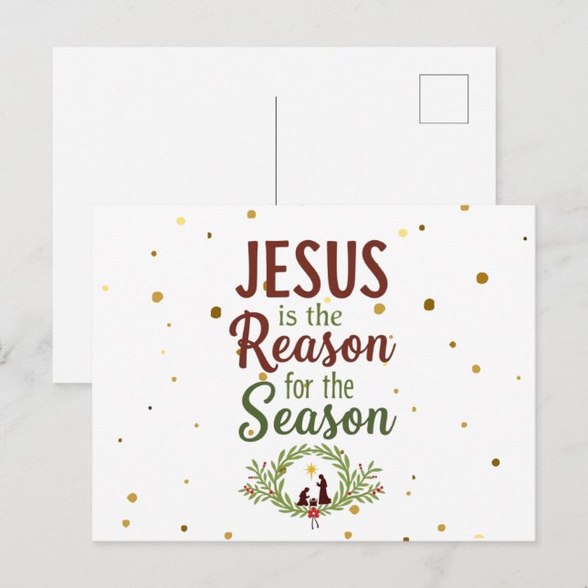 Postal Jesús Es La Razón De La Postcarta De Temporada (Anverso / Reverso)