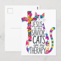 Jesús Es Mi Salvador De Gatos Es Gracioso Mi Terap