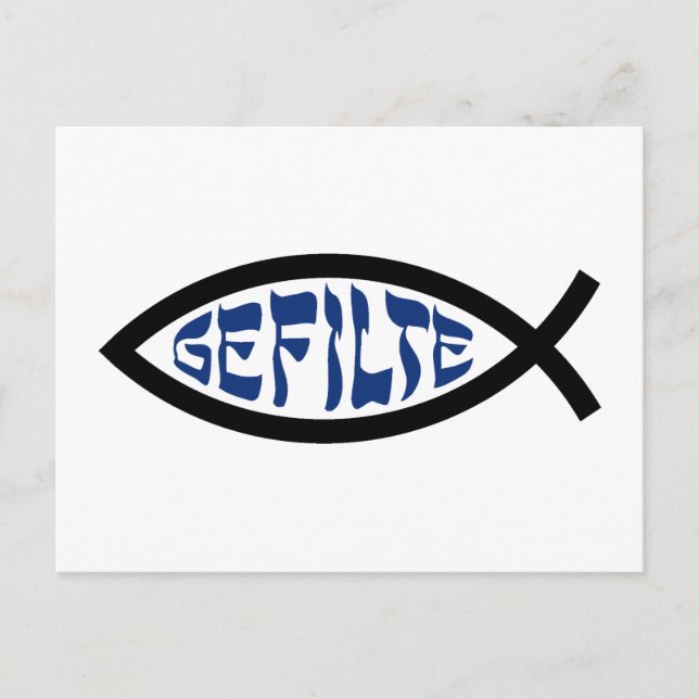 Postal Jesús Gefilte Fish - Humor de la Pascua judía (Anverso)
