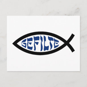 Postal Jesús Gefilte Fish - Humor judío de Pascua