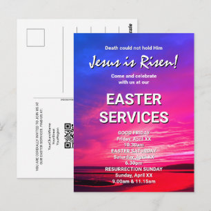 Postal JESÚS HA RESUCITADO Servicios de la Iglesia Pascua