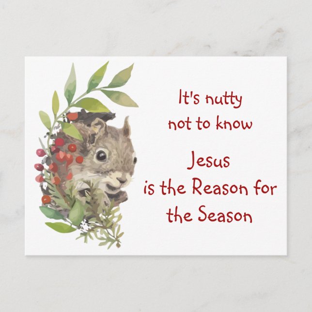 Postal "Jesus is the reason for the season" Fun Squirrel  (Anverso)