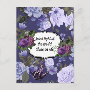 Postal Jesus Light of the World Floral Postcard Designer