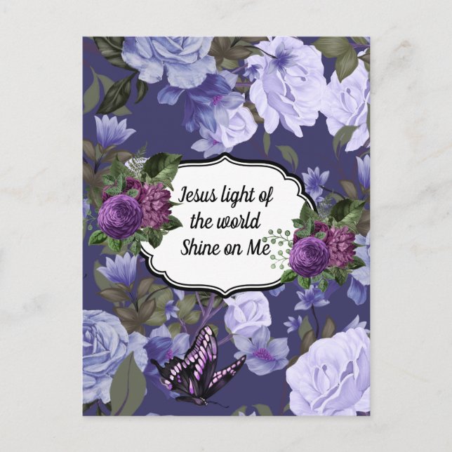 Postal Jesus Light of the World Floral Postcard Designer (Anverso)