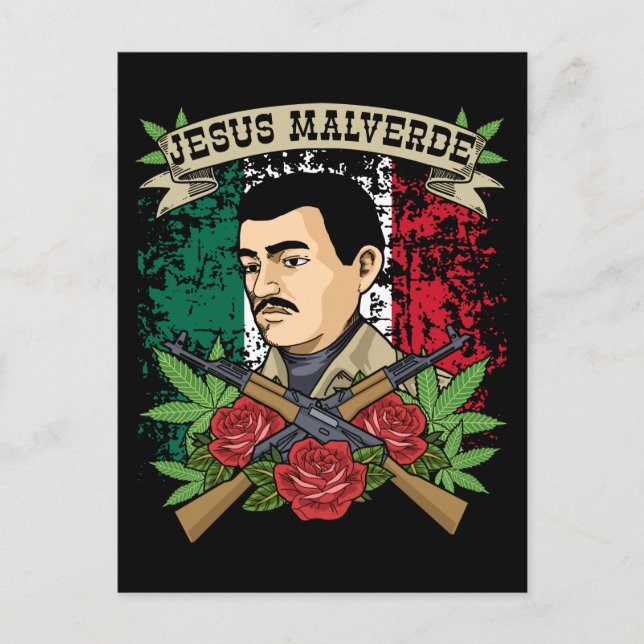 Postal Jesus Malverde Gift Mujeres y hombres Jesus Malver (Anverso)