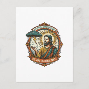 Postal Jesús molesto Nube oscura de lluvia Relámpago Clim