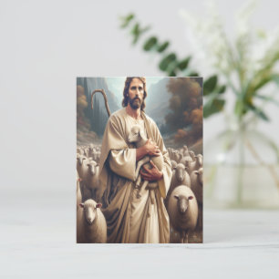 Postal Jesús Protegía A Su Amada Oveja