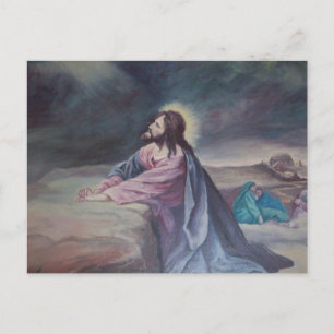 Postal Jesús rezando en Gethsemane