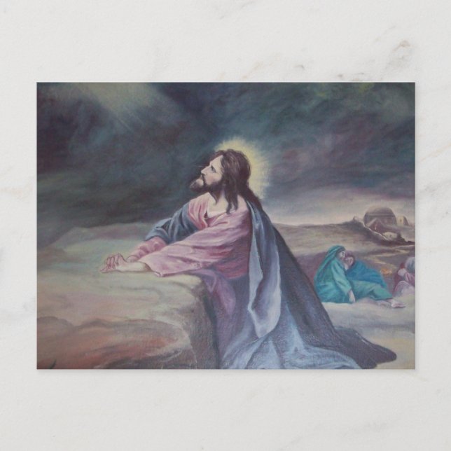 Postal Jesús rezando en Gethsemane (Anverso)