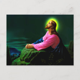 Postal Jesús Rezando Poster Católico Greetingscard
