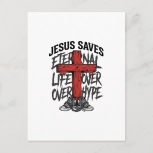 Postal Jesús Salva Camiseta Callejera Cristiana Cruz Vint