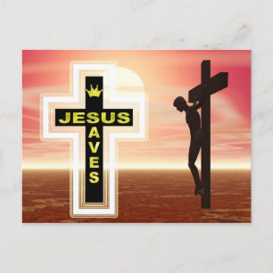 Postal Jesús salva la imagen de crucifixión