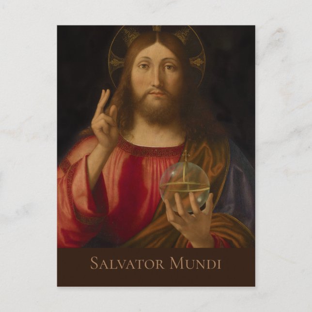 Postal Jesus Salvator mundi Andrea Previtali CC0985 (Anverso)