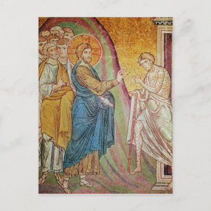 Postal Jesús sanando a un leproso