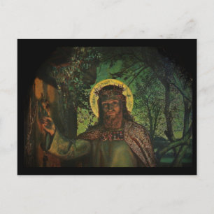 Postal Jesús se para en la puerta y se arrodilla