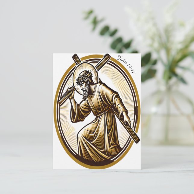 Postal Jesús Sostenía La Cruz Del Oro De Forma Reverente (Anverso de pie)