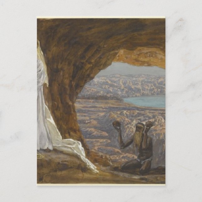 Postal Jesús tentado en la naturaleza (Anverso)