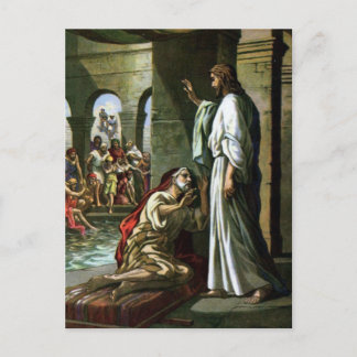 Postal Jesús Y El Hombre En La Piscina