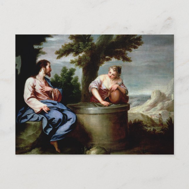Postal Jesús y la mujer samaritana (Anverso)