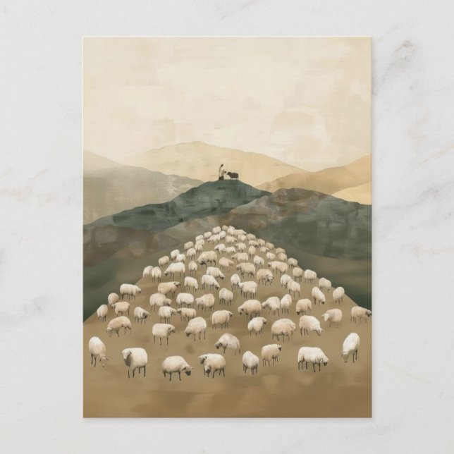 Postal Jesús y la oveja perdida (Anverso)