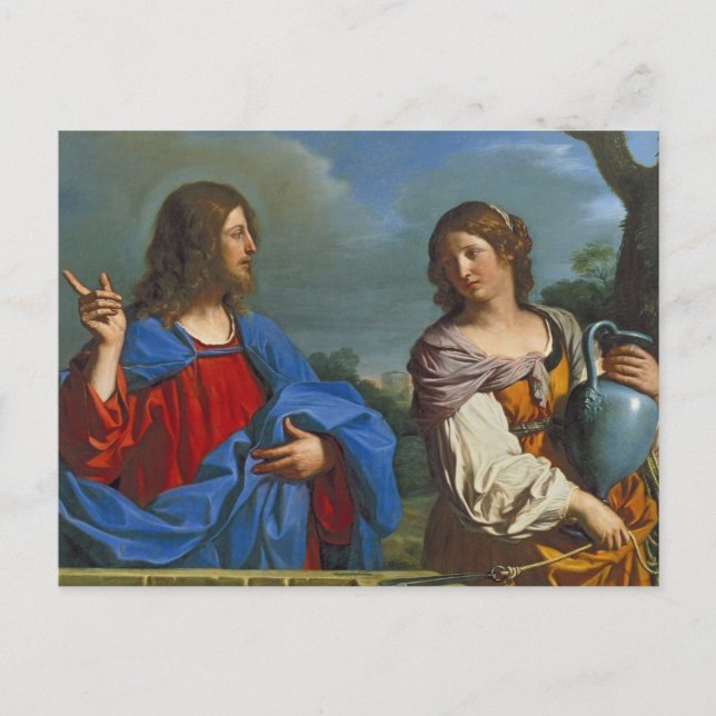 Postal Jesus y la Samaritana en el pozo (Anverso)