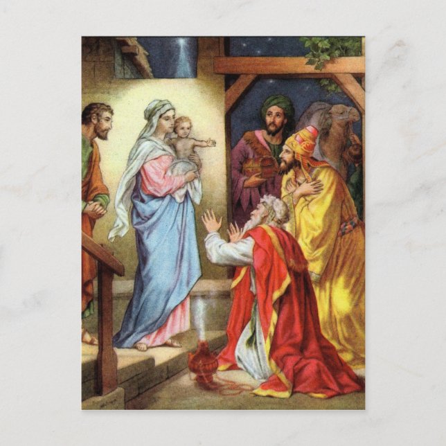Postal Jesús y los 3 reyes (Anverso)