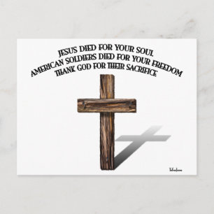 Postal Jesús y los soldados estadounidenses con cruz robu
