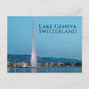 Postal Jet d'Eau Geneva de noche