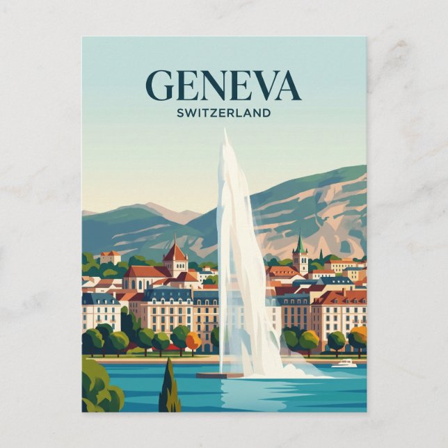 Postal Jet d'Eau Suiza (Anverso)