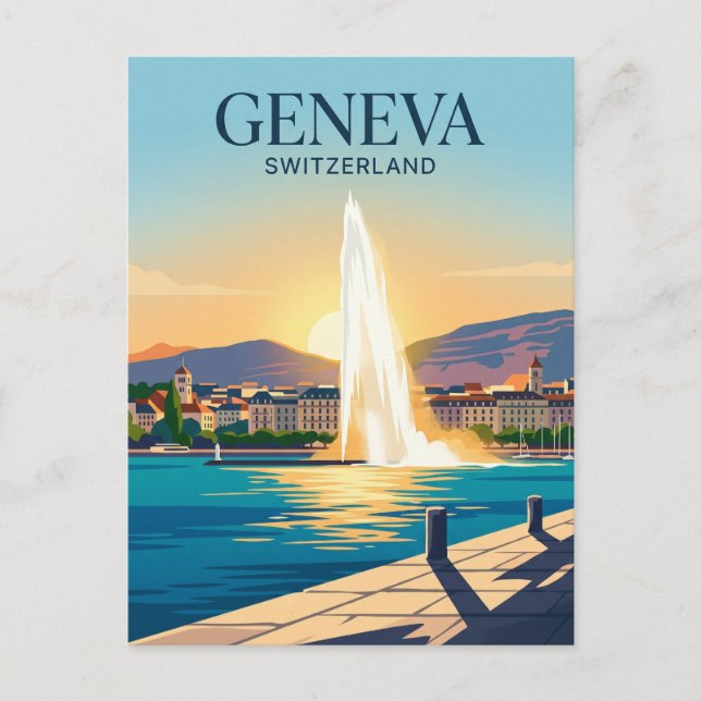 Postal Jet d'Eau Suiza (Anverso)