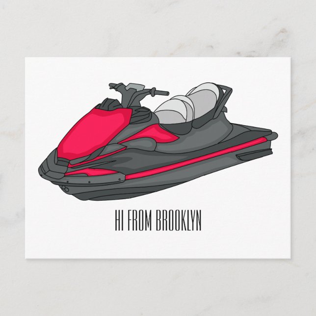 Postal Jet ski cartoon illustration  (Anverso)