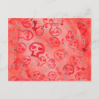 Postal ¡Jette Rockit! - Corazones de plata y SugarSkulls