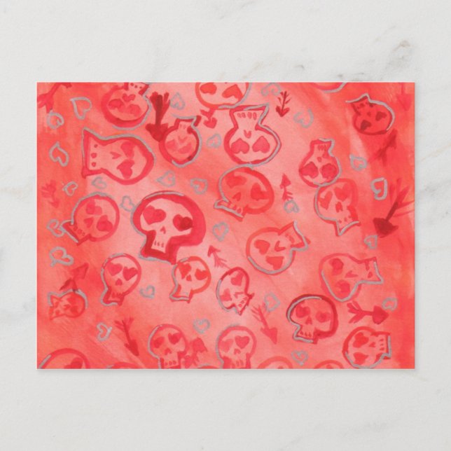 Postal ¡Jette Rockit! - Corazones de plata y SugarSkulls (Anverso)
