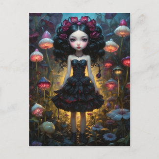 Postal Jeune fille - Champignons