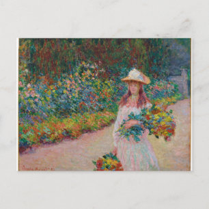 Postal Jeune fille dans le jardin de Giverny, 1888