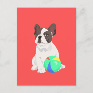 Postal Jim El Bulldog francés juega con su bola
