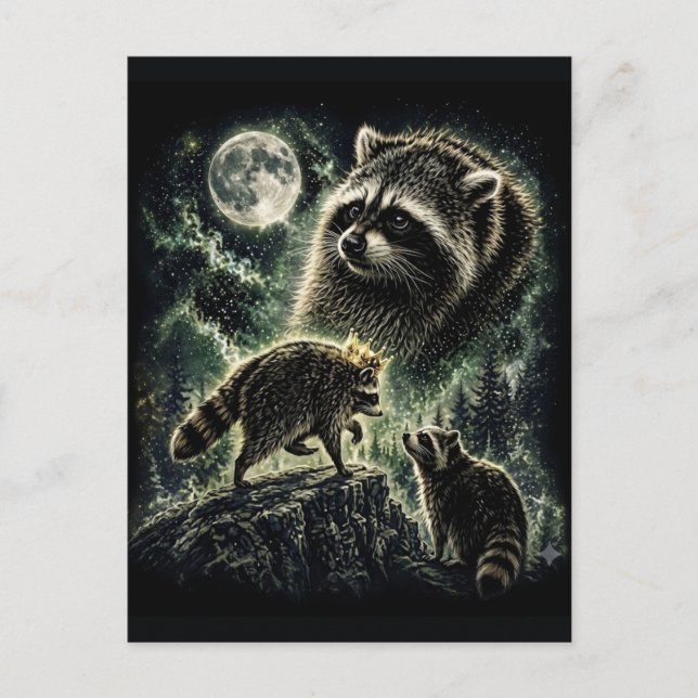 Postal Jimothy Mapache, Tres Mapache Luna Divertido Meme  (Anverso)