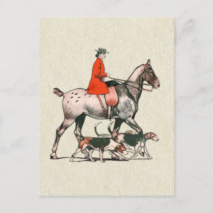 Postal Jinete de caballo elegante vintage ecuestre con sa