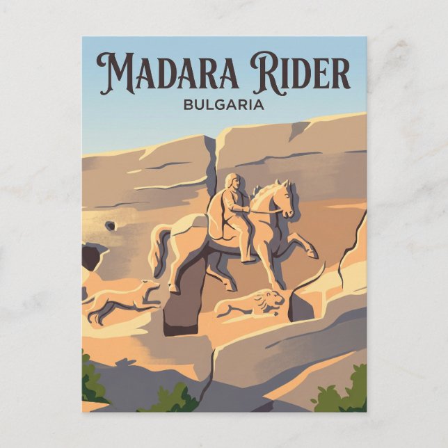Postal Jinete de Madara Bulgaria (Anverso)