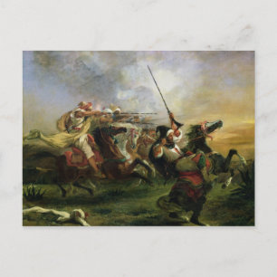 Postal Jinetes marroquíes en acción militar, 1832