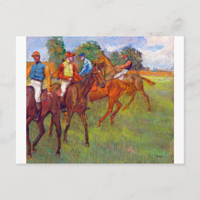 Postal Jinetes y caballos de raza, Edgar Degas (Anverso)