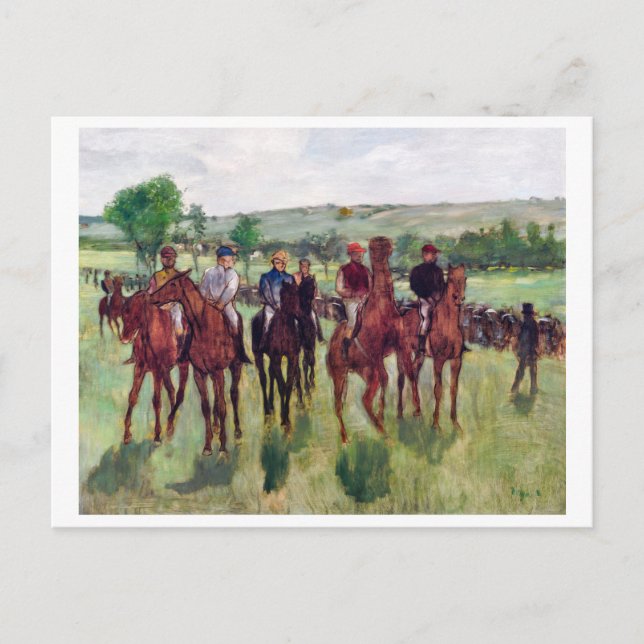 Postal Jinetes y caballos de raza, Edgar Degas (Anverso)