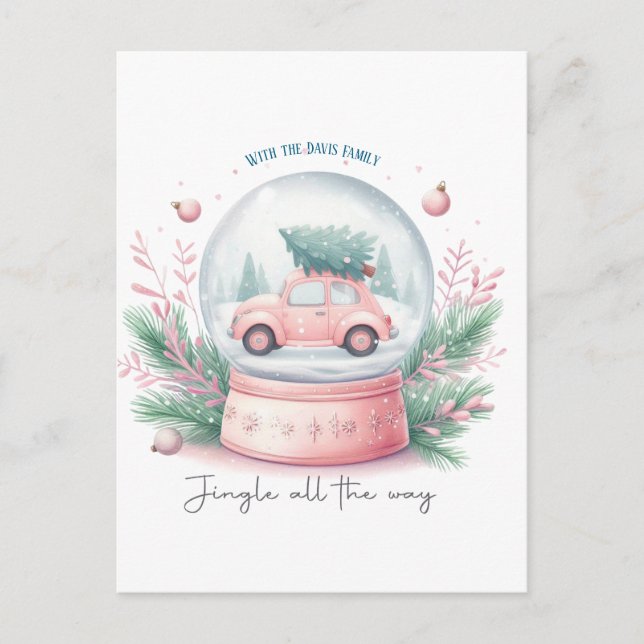 Postal Jingle All the Way Christmas Round Pillow (Anverso)